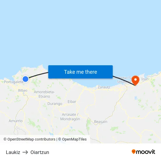Laukiz to Oiartzun map