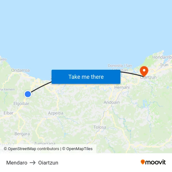 Mendaro to Oiartzun map