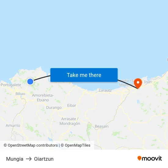 Mungia to Oiartzun map