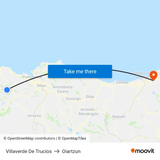 Villaverde De Trucíos to Oiartzun map