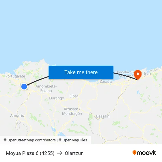 Moyua Plaza 6 (4255) to Oiartzun map