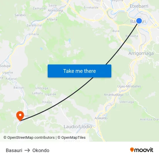 Basauri to Okondo map