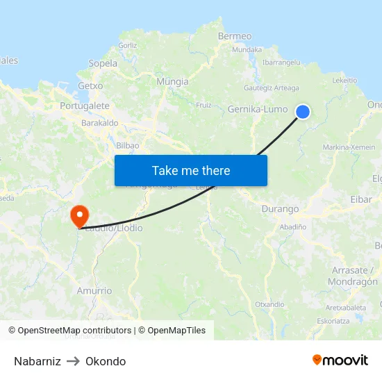 Nabarniz to Okondo map