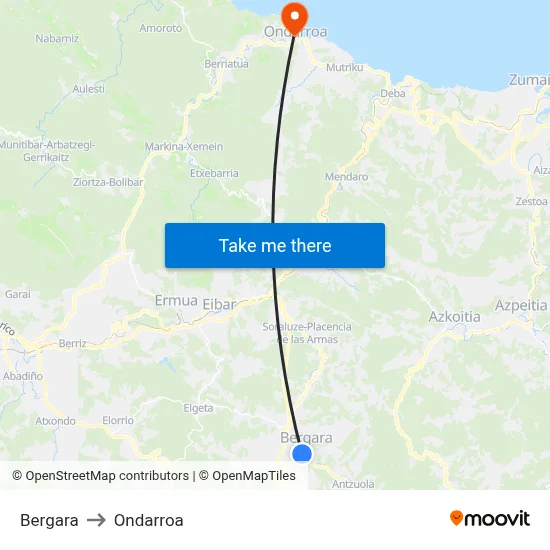 Bergara to Ondarroa map