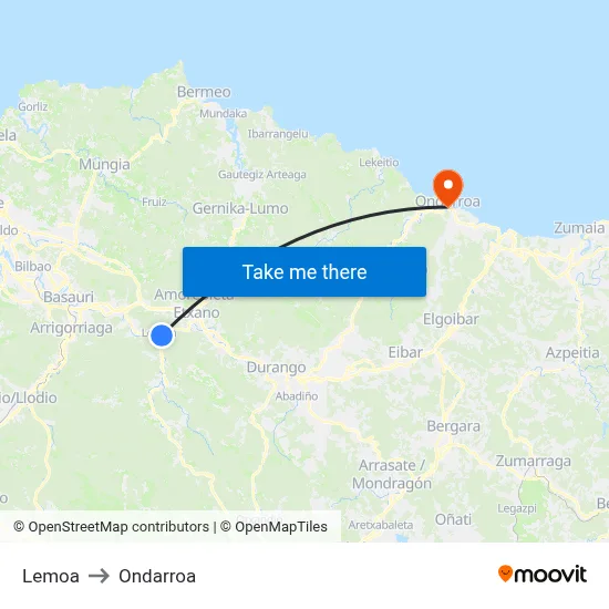 Lemoa to Ondarroa map