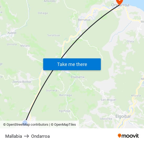 Mallabia to Ondarroa map