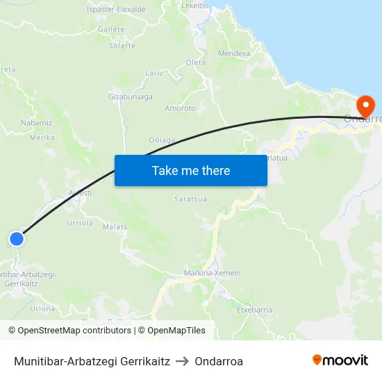 Munitibar-Arbatzegi Gerrikaitz to Ondarroa map