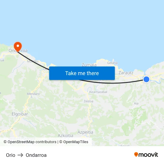 Orio to Ondarroa map