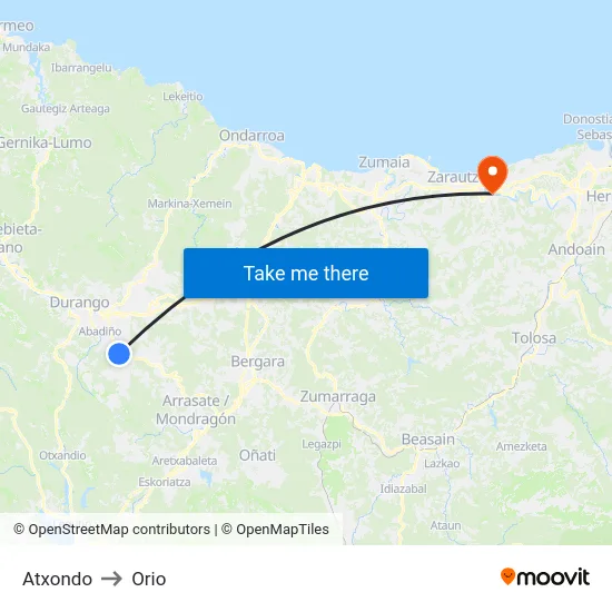 Atxondo to Orio map