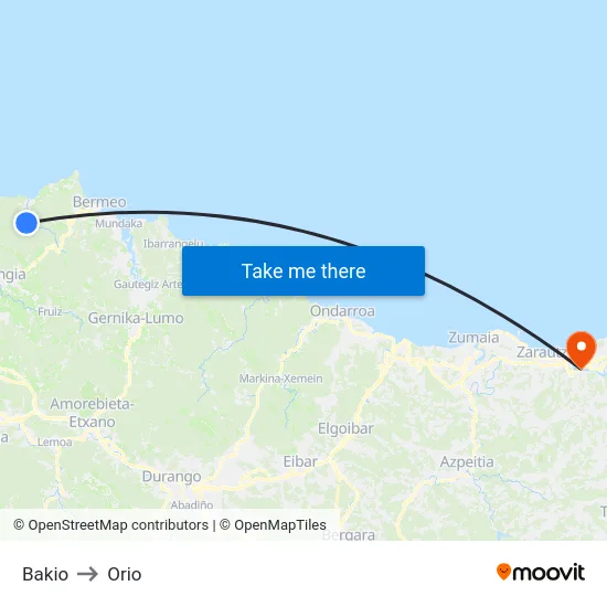 Bakio to Orio map