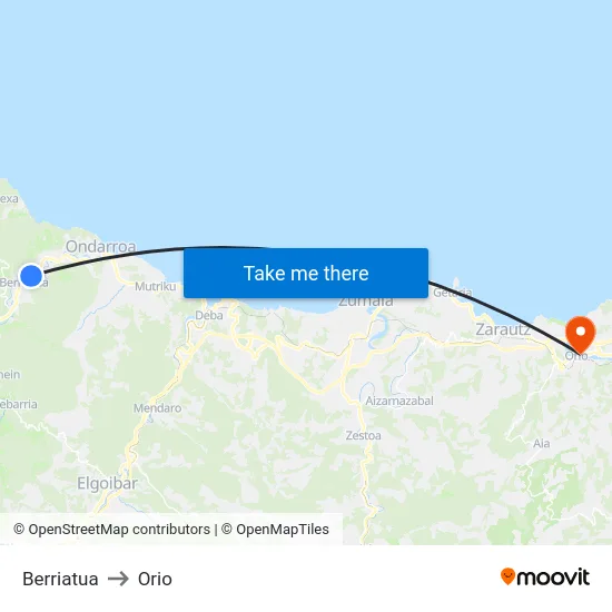 Berriatua to Orio map
