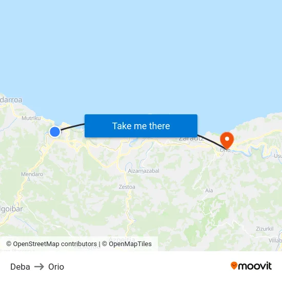Deba to Orio map