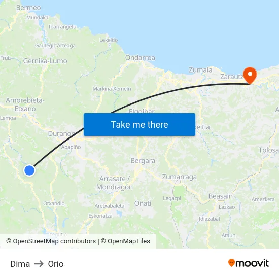 Dima to Orio map
