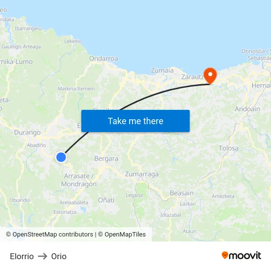Elorrio to Orio map