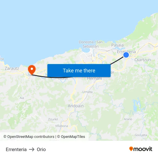 Errenteria to Orio map
