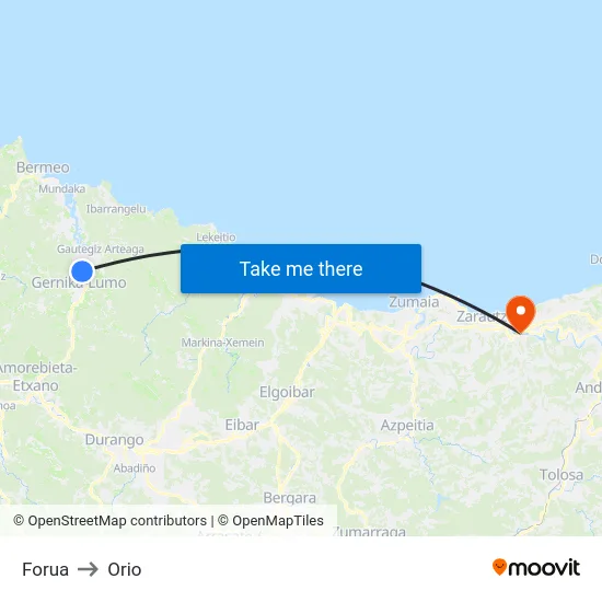Forua to Orio map