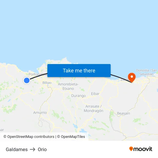 Galdames to Orio map