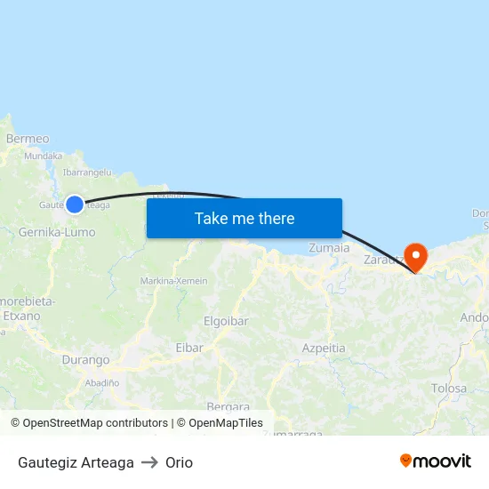 Gautegiz Arteaga to Orio map