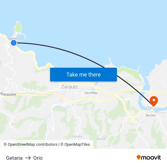 Getaria to Orio map