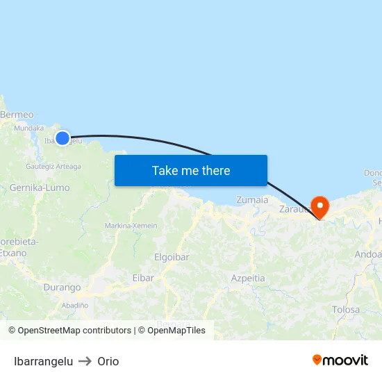 Ibarrangelu to Orio map
