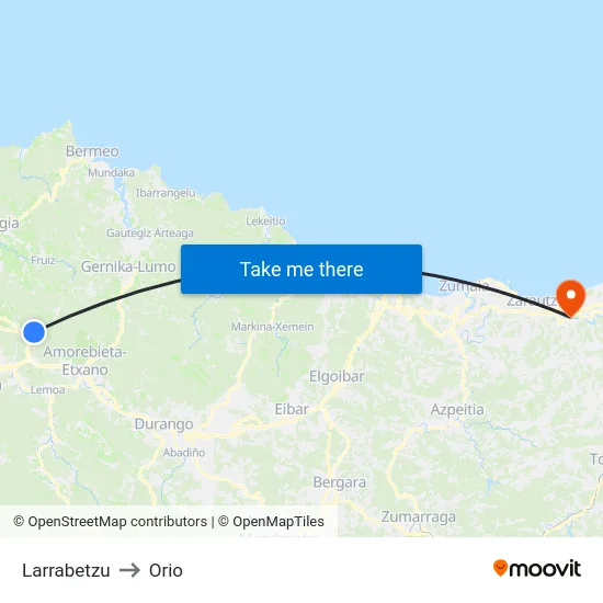 Larrabetzu to Orio map