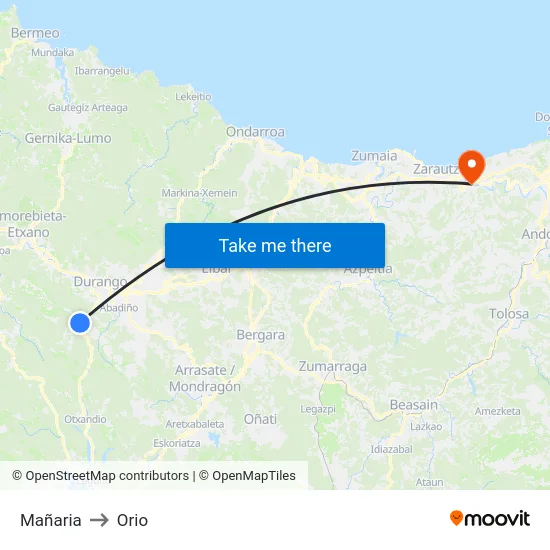 Mañaria to Orio map