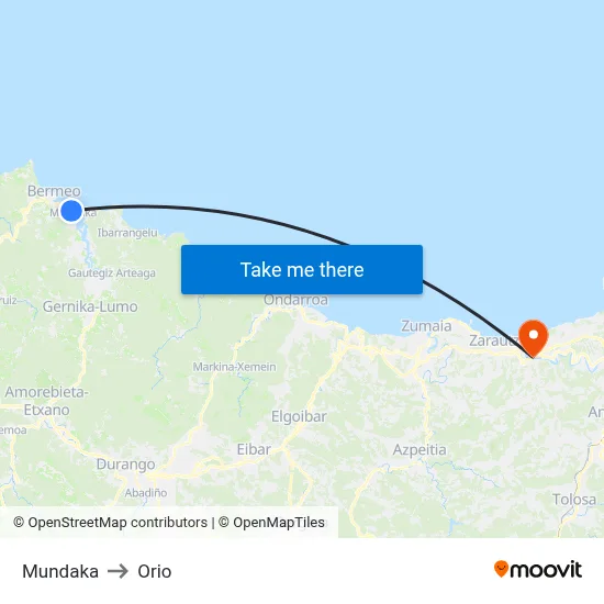 Mundaka to Orio map