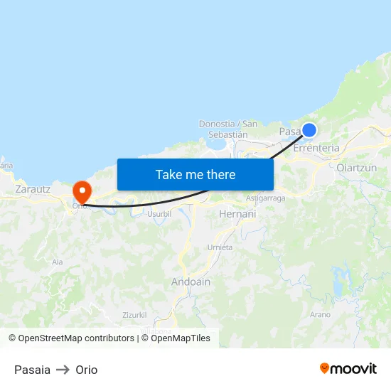 Pasaia to Orio map