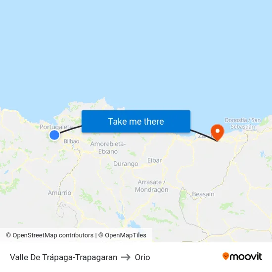 Valle De Trápaga-Trapagaran to Orio map