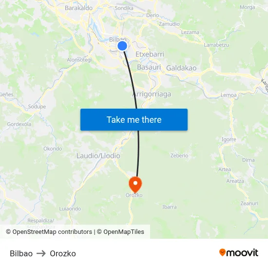 Bilbao to Orozko map