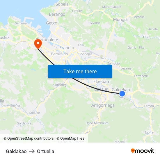Galdakao to Ortuella map