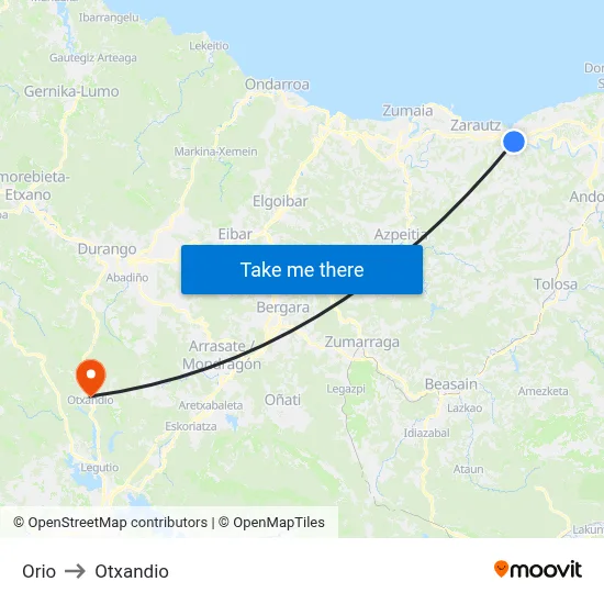 Orio to Otxandio map