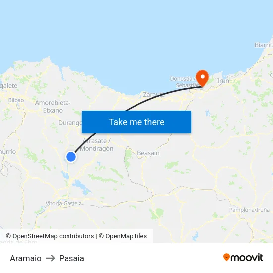 Aramaio to Pasaia map