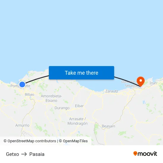 Getxo to Pasaia map
