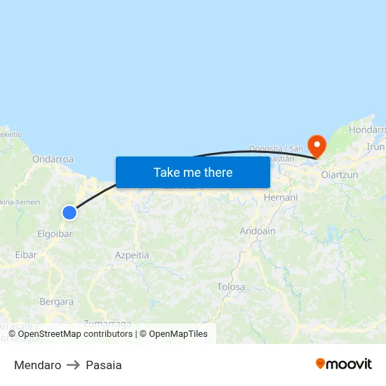 Mendaro to Pasaia map