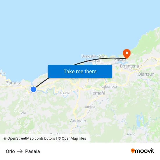 Orio to Pasaia map