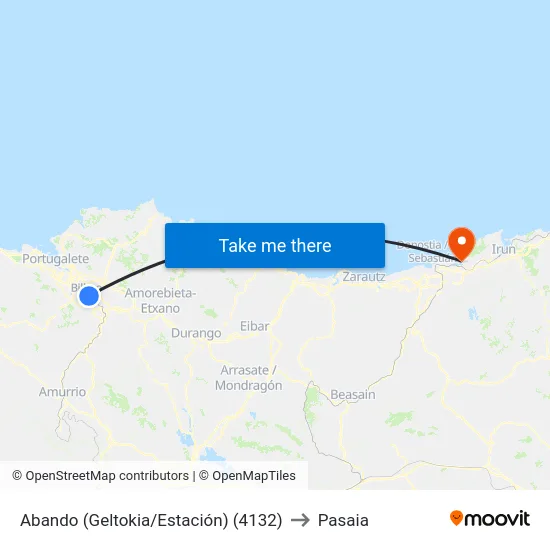 Abando (Geltokia/Estación) (4132) to Pasaia map