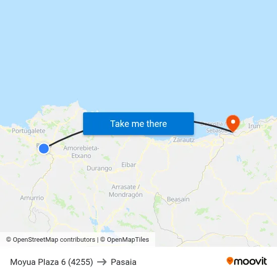 Moyua Plaza 6 (4255) to Pasaia map