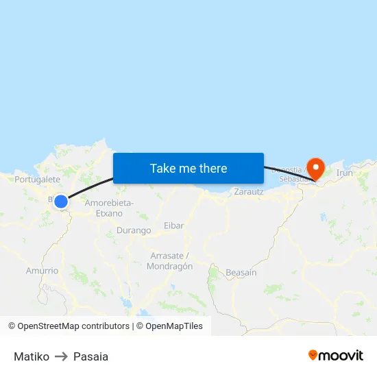 Matiko to Pasaia map