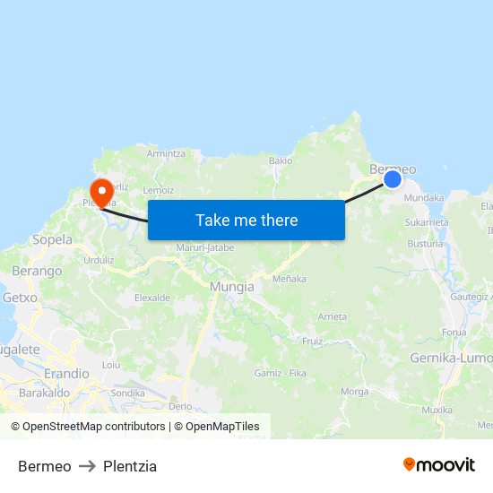 Bermeo to Plentzia map