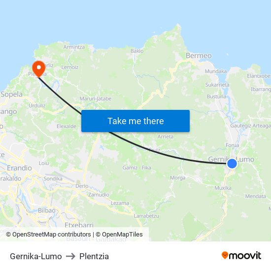 Gernika-Lumo to Plentzia map