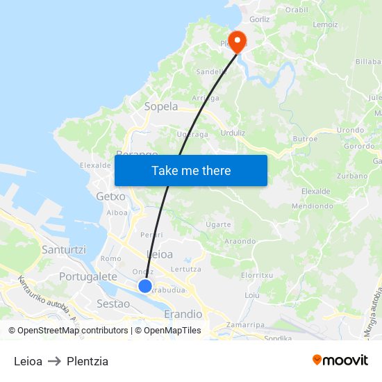Leioa to Plentzia map