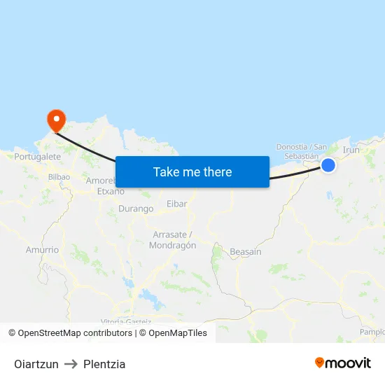 Oiartzun to Plentzia map