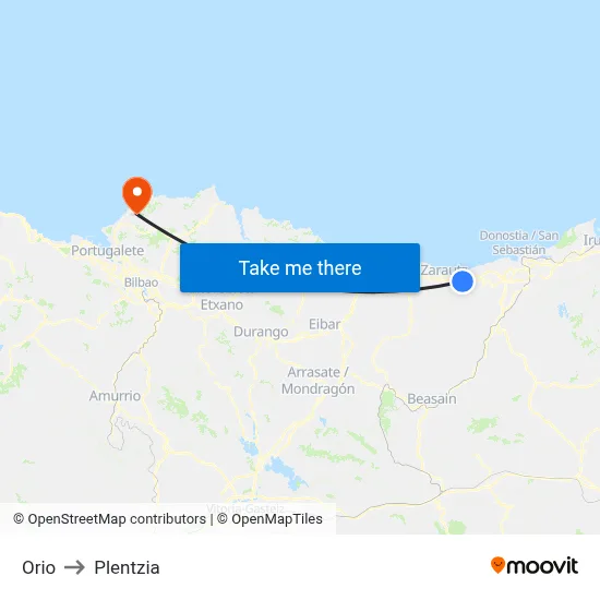 Orio to Plentzia map