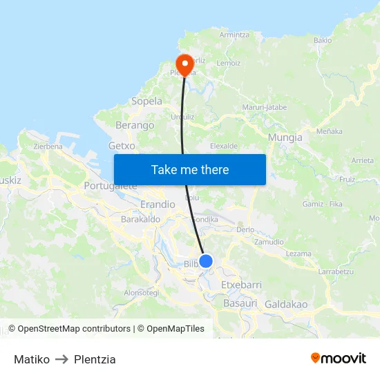 Matiko to Plentzia map