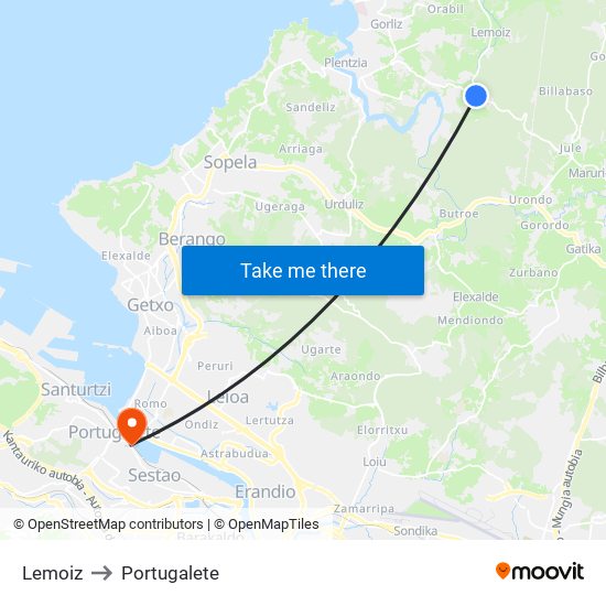 Lemoiz to Portugalete map