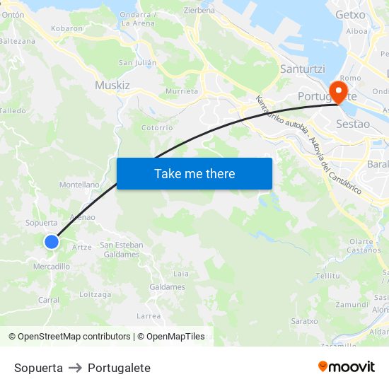 Sopuerta to Portugalete map
