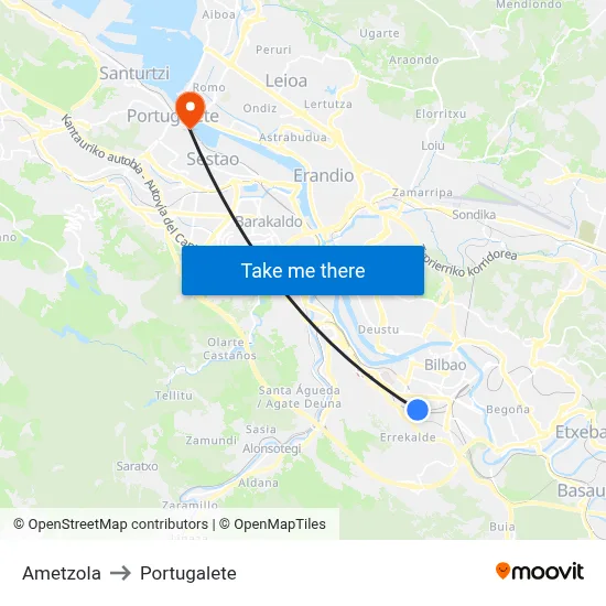 Ametzola to Portugalete map