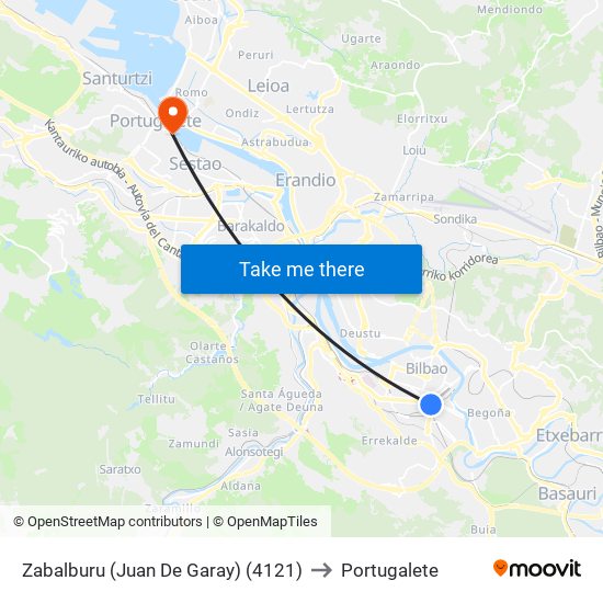 Zabalburu (Juan De Garay) (4121) to Portugalete map