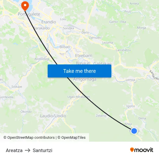 Areatza to Santurtzi map